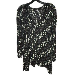 Jessica Simpson Floral Crinkle Fabric Crochet Lace Long Sleeve Top Size 3XL Plus